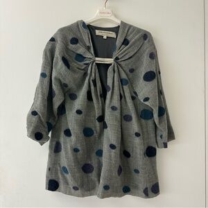 United Bamboo New York Avant-Garde Polka Dot Metal Clasp Blouse.